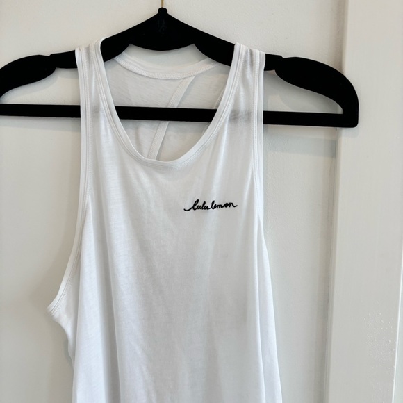 Lululemon All Tied Up White Womens Racerback Tank Top Embroidered Logo Open Back - Picture 3 of 8